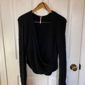FREE PEOPLE Black Wrap Sweater